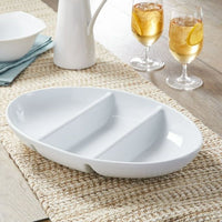 Better Homes & Gardens- Porcelain Oval-shape Divided Bowl, White EasyOptionXY LLC
