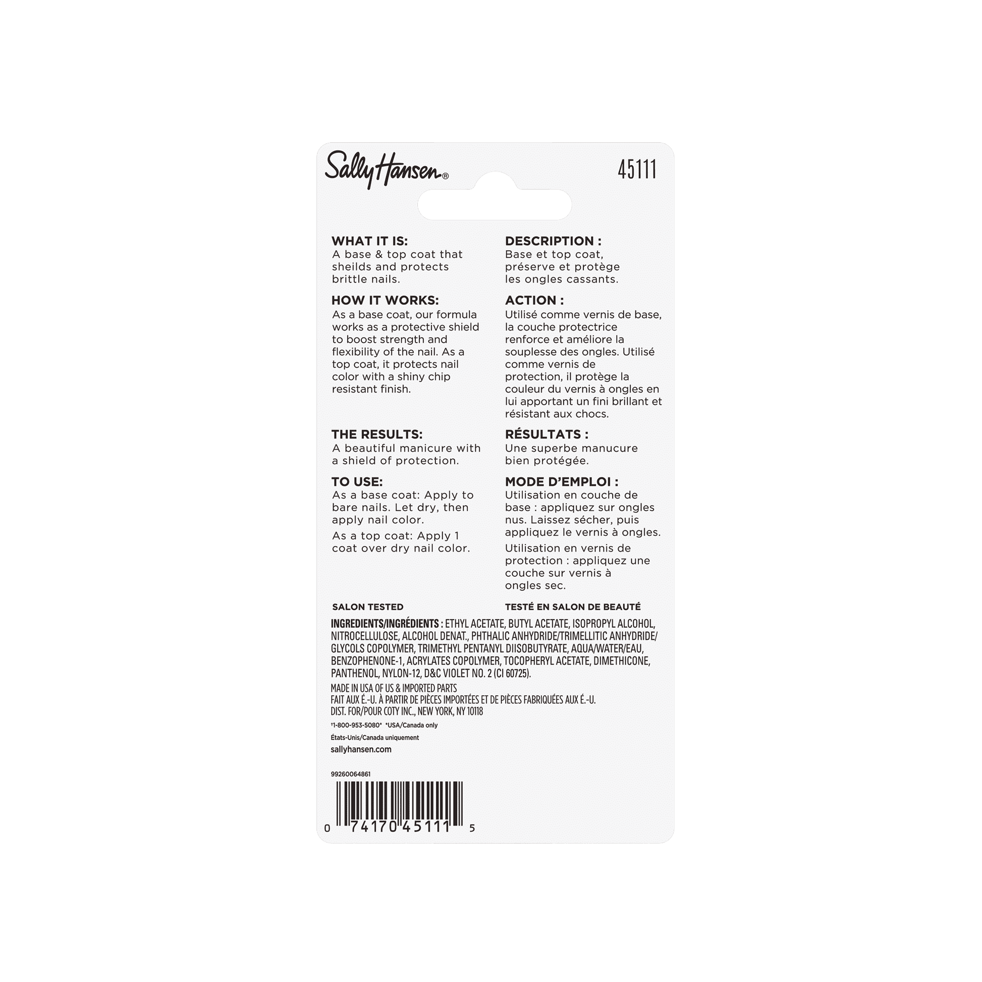 Sally Hansen Ultimate Shield Base & Top Coat, Shatterproof, .45 fl oz, Protects Nails EasyOptionXY LLC