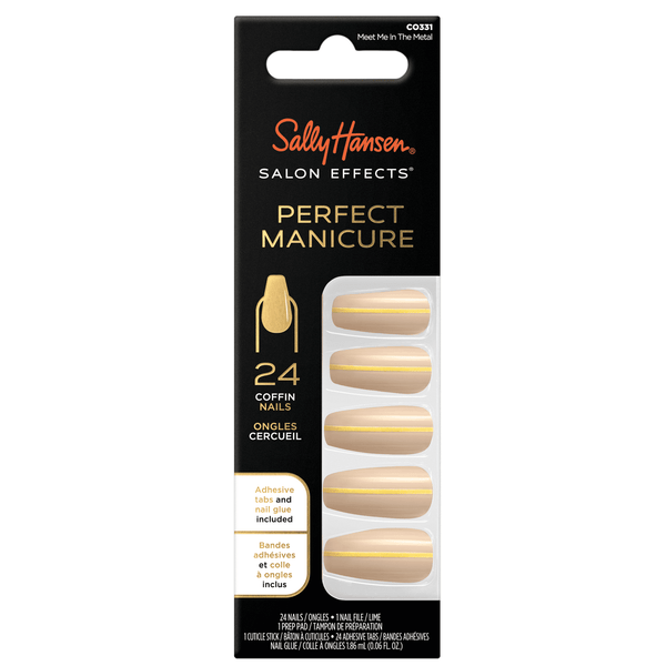 Sally Hansen Perfect Manicure Press on Nail Kit, Coffin, Meet Me in the Metal, 24pcs EasyOptionXY LLC