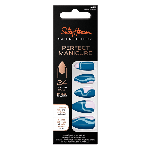 Sally Hansen Perfect Manicure Press on Nail Kit, Almond, Ride the Wave, 24pcs EasyOptionXY LLC