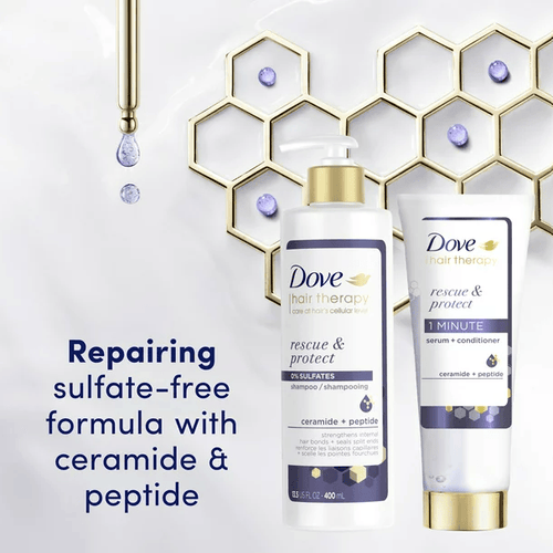 Dove Nourishing Shampoo; Rescue & Protect Sulfate-Free for Split Ends and Damaged Hair; 13.5 oz EasyOptionXY LLC