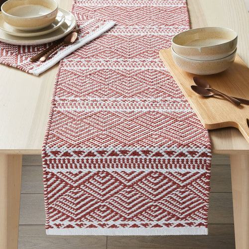 Better Homes & Gardens Geo Stripe Cotton Rich 14" x 90" Table Runner, Brick EasyOptionXY LLC