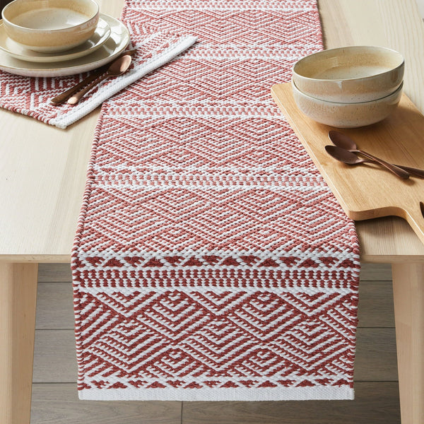 Better Homes & Gardens Geo Stripe Cotton Rich 14" x 90" Table Runner, Brick EasyOptionXY LLC