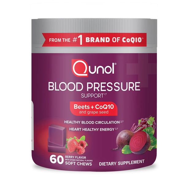 Qunol Blood Pressure Support Soft Chews, 680mg Beet + CoQ10 and Grapeseed, 60 Count EasyOptionXY LLC