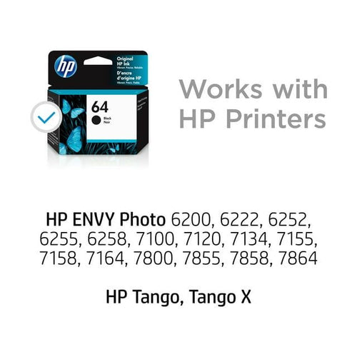HP 64 Ink Cartridge, Black (N9J90AN) EasyOptionXY LLC
