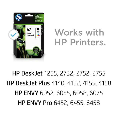 HP 67 Clr/Blk Original Ink Crtg 2-Pk (3YP29AN) EasyOptionXY LLC