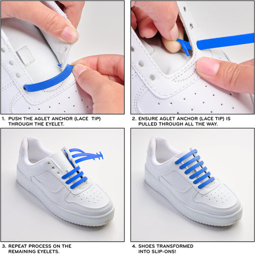 Blue Stretchy Tieless Silicone Elastic Shoelaces | 20 Straps The Original Stretchlace
