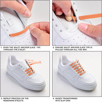 Orange Stretchy Tieless Silicone Elastic Shoelaces | 16 Straps The Original Stretchlace