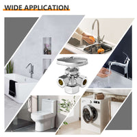 10 Pcs 5/8" OD Compr. x 3/8" OD Compr. x 3/8" OD Compr. Dual Angle Stop Valve, Multi Turn(Lead Free) Plumbingsell