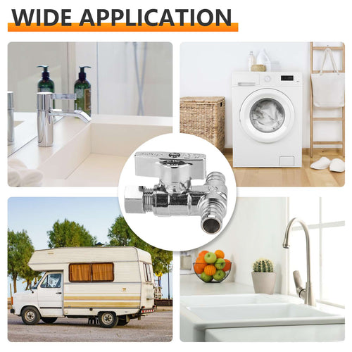 10 Pcs 1/2" PEX Crimp x 1/2" PEX Crimp x 3/8" OD Compr. Tee Stop Valve, 1/4 Turn (Lead Free) Plumbingsell