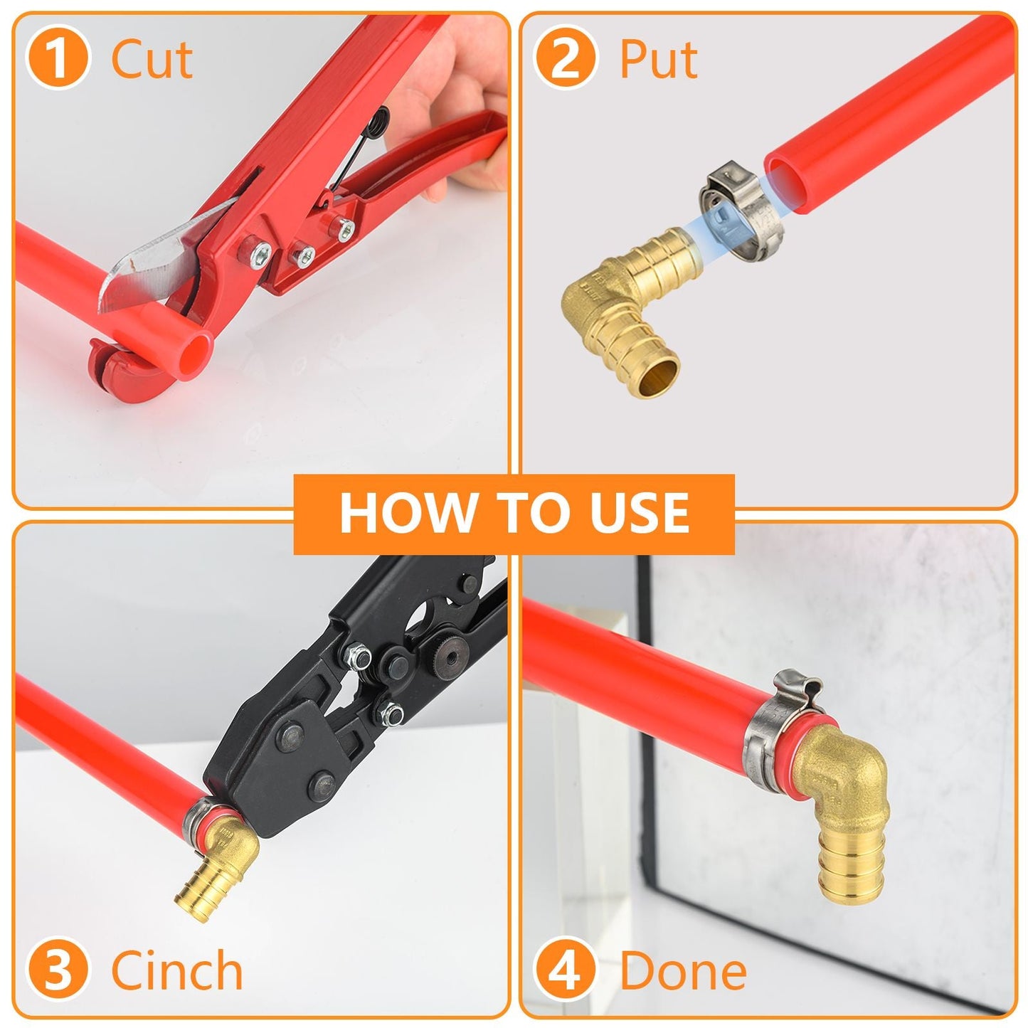 PEX-B Crimp 1/2" PEX x 1/2" PEX x 1/2" PEX Tee (Lead Free)