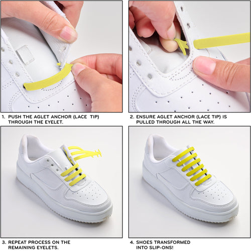 Yellow Stretchy Tieless Silicone Elastic Shoelaces | 16 Straps The Original Stretchlace