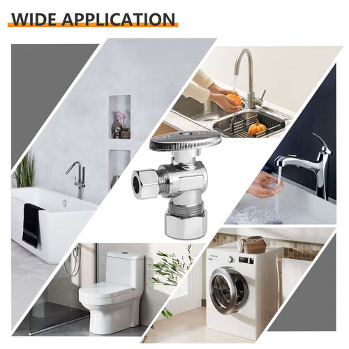 1/2" Nominal (5/8" OD) Compr. x 3/8" OD Compr. Angle Stop Valve, 1/4 Turn (Lead Free) Plumbingsell