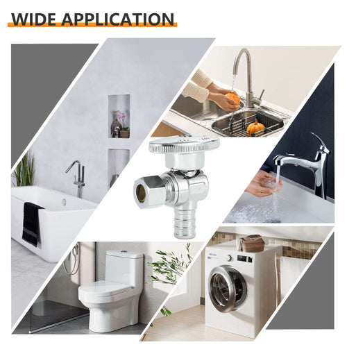 1/2" PEX Crimp x 3/8" OD Compr. Angle Stop Valve, 1/4 Turn (Lead Free) Plumbingsell