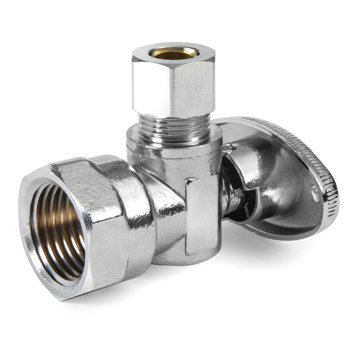 10 Pcs 1/2" FIP x 3/8" OD Compr. Angle Stop Valve, 1/4 Turn (Lead Free)
