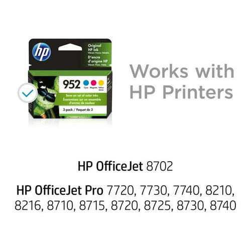 HP 952 Ink Cartridges - Cyan, Magenta, Yellow, 3 Cartridges (N9K27AN) EasyOptionXY LLC