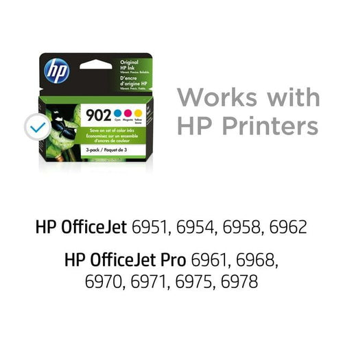 HP 902 Ink Cartridges - Cyan, Magenta, Yellow, 3 Cartridges (T0A38AN) EasyOptionXY LLC