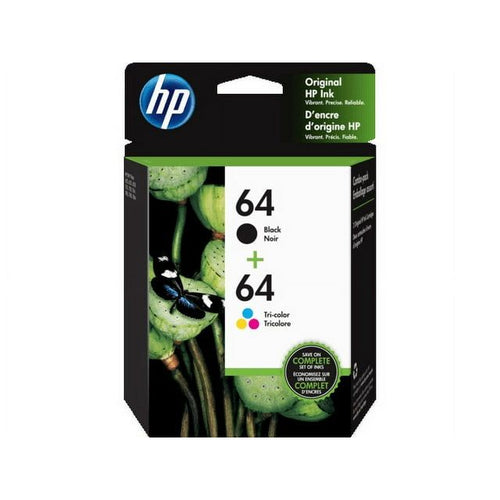 HP 64 Ink Cartridges - Black, Tri-color, 2 Cartridges (X4D92AN) EasyOptionXY LLC