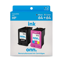 ONN INHPCL100014173 HP 64 Black and 64 Tri-Color Remanufactured Ink, 2 Cartridges EasyOptionXY LLC