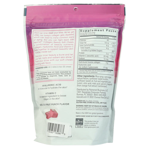 NeoCell Collagen Supplement Soft Chews Fruit Punch, 60ct EasyOptionXY LLC