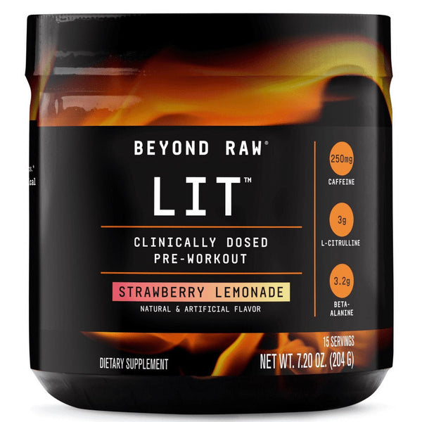Beyond Raw? LIT? Pre-Workout Powder, Strawberry Lemonade, 250mg Caffeine, 7.20 oz EasyOptionXY LLC
