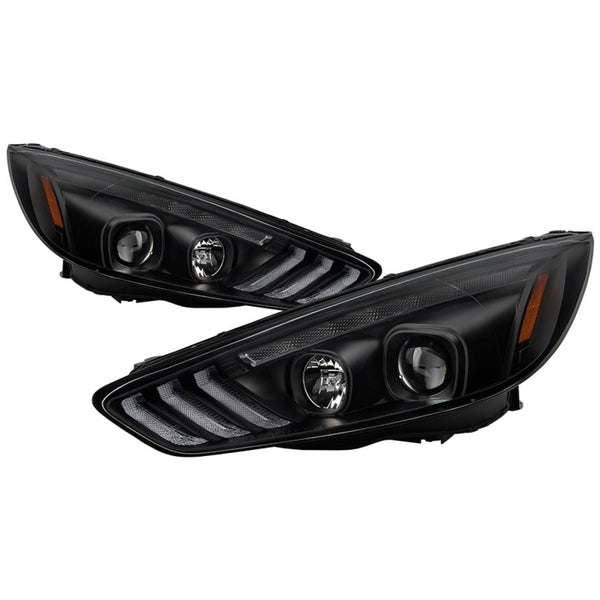 Spyder 15-18 Ford Focus Projector Headlights - Seq Turn Light Bar - Black PRO-YD-FF15-LBSEQ-BK OffRoadUSA.com