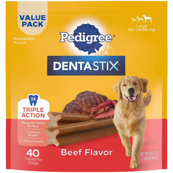 PEDIGREE DENTASTIX Beef Flavor Dental Bones Treats for Large Dogs, 2.08 lb. Value Pack (40 Treats) EasyOptionXY LLC