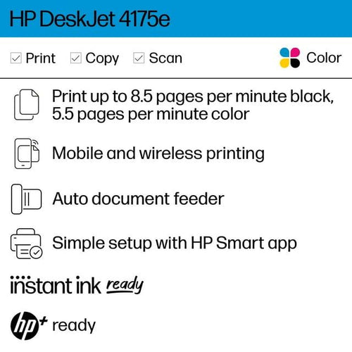 HP DeskJet 4175e Wireless All-in-One Color Inkjet Printer with 6 Months Instant Ink Included with HP+ EasyOptionXY LLC