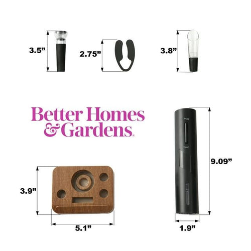 Better Homes & Gardens 6 Piece Battery Operated Electric Wine Opener Set with Wood Base EasyOptionXY LLC