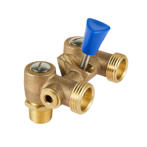 1/2" MPT X 3/4" MHT Brass Dual Washing Machine Shut-Off Valve Plumbingsell
