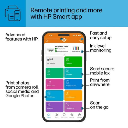 HP DeskJet 4155e All-in-One Wireless Color Inkjet Printer -3 Months Free Instant Ink with HP+ EasyOptionXY LLC