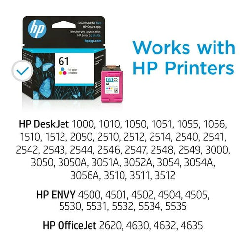 HP 61 Tri-color Original Ink Cartridge (CH562WN) EasyOptionXY LLC