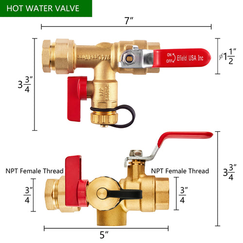 3/4" Isolation Valve Kit Female (FNPT Inlet)