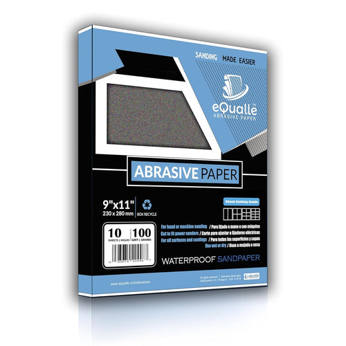 100 Grit Sandpaper – 10 Pack, 9x11 in, Wet or Dry Use eQualle Sandpaper