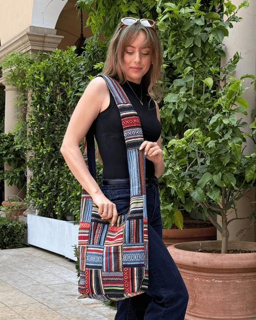 Kathmandu Collection Patchwork Striped Hobo Bag Jupiter Gear