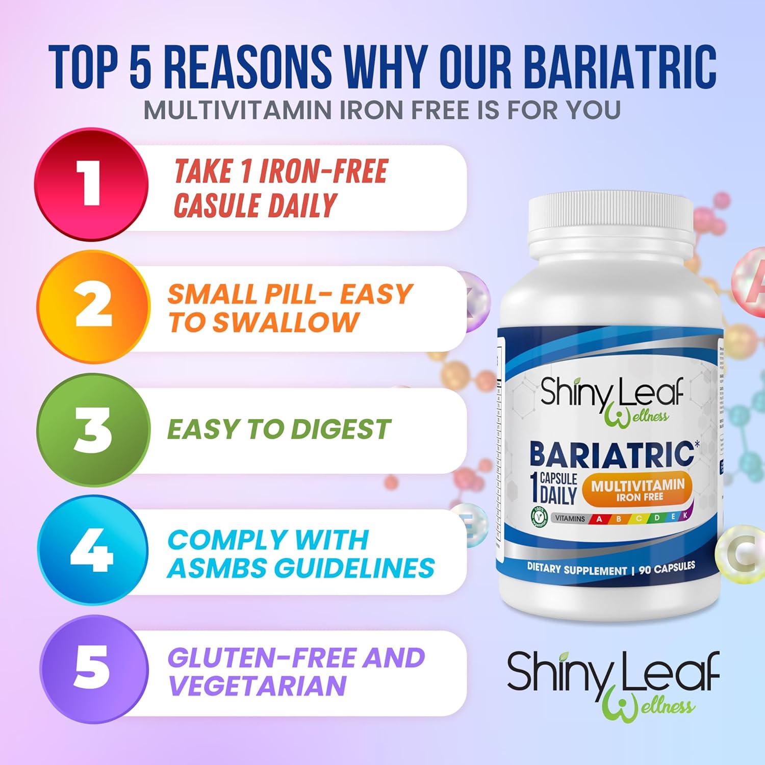 Shiny Leaf Bariatric Multivitamin Iron Free With DHT Original Shampoo and