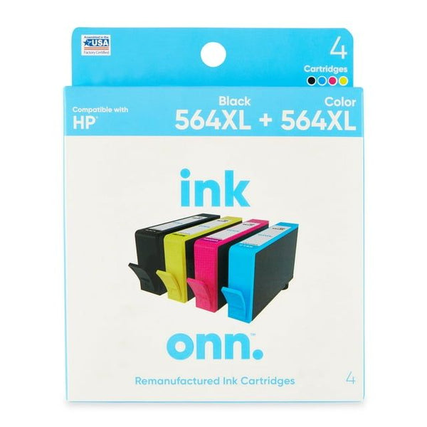 onn. Remanufactured HP 564XL Black and 564XL Color Ink, 4 Cartridges EasyOptionXY LLC
