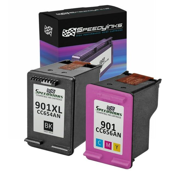 Speedy Inks - 2PK Remanufactured replacement for HP 901XL CC654AN CC656AN Ink Cartridge Set: 1 Black & 1 Color For use in HP: G510a, G510g, G510n, J4524, J4540, J4550, J4580, J4624, J4660, J4680 EasyOptionXY LLC