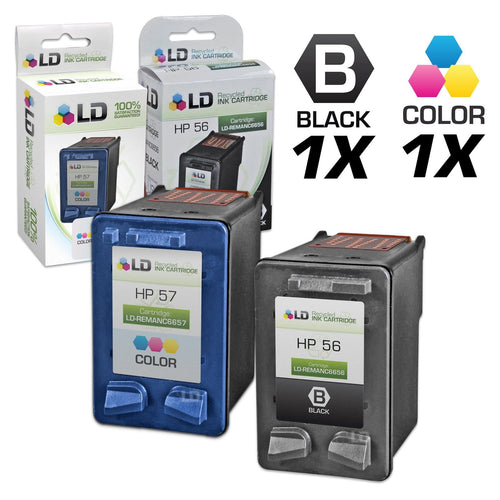 Remanufactured Hewlett Packard HP C6656AN (HP 56) and C6657AN (HP 57) Set of 2 Ink Cartridges: Includes 1 Black and 1 Color Cartridge EasyOptionXY LLC