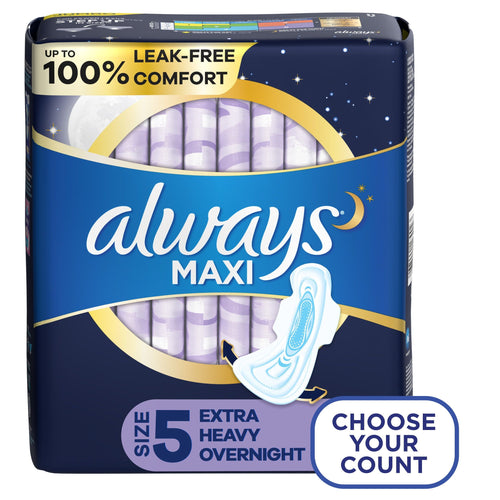 Always Maxi Overnight Pads with Wings; Size 5 Extra Heavy Overnight 36 Ct EasyOptionXY LLC