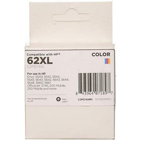 LD Remanufactured Replacement for HP 62XL / C2P07AN High Yield Color Ink Cartridge for ENVY 5540, 5541, 5542, 5544, 5545, 5546, 5548, 5549, 5640 & OfficeJet 5740, 5743, 5744, 6301, 8040, 8045 EasyOptionXY LLC