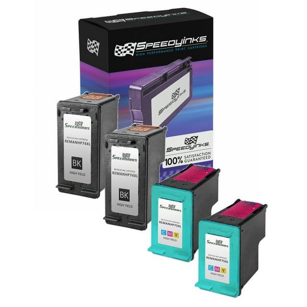 Speedy Remanufactured Cartridge Replacement for HP 74XL and HP 75XL High-Yield ( 2 Black, 2 Color, 4-Pack) EasyOptionXY LLC