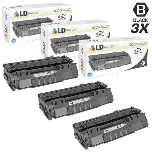 Hewlett Packard HP 1320 Set of 3 HY Black 49X / Q5949X Laser Toner Cartridges by LD Products EasyOptionXY LLC