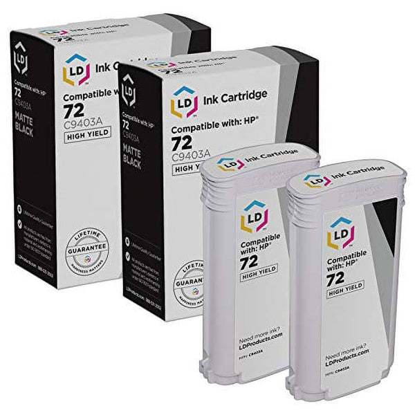 LD Remanufactured Replacement for HP 72 C9403A High Yield Matte Black Ink Cartridge 2-Pack for DesignJet T1300, T2300, T2300 PostScript, T610, T620, T770, T790, T795, T1100, T1100ps, T1120, T1120ps EasyOptionXY LLC