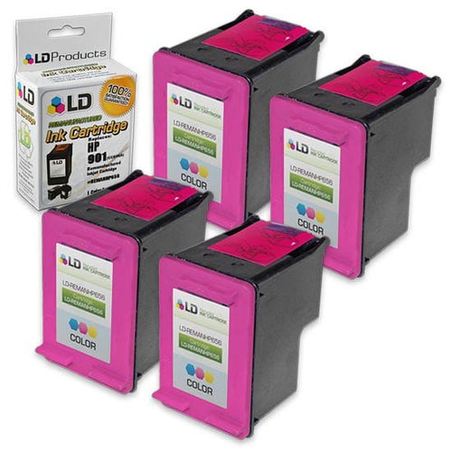 LD Remanufactured Replacement Cartridges for Hewlett Packard CC656AN (HP 901) Tri-Color (4 Pack) EasyOptionXY LLC