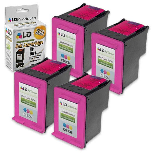 LD Remanufactured Replacement Cartridges for Hewlett Packard CC656AN (HP 901) Tri-Color (4 Pack) EasyOptionXY LLC