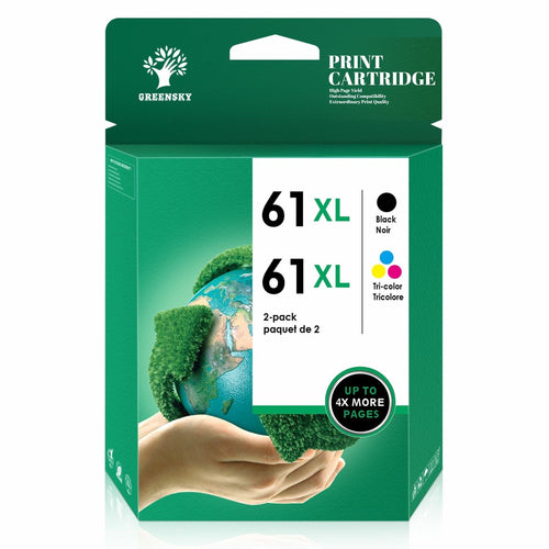 Greensky 61 XL Black and Color Replacement for HP Printer Ink 61XL for Envy 4500 5530 Deskjet 1000 1010 1510 2540 3050 Officejet 2620 4630 (2 Pack) EasyOptionXY LLC
