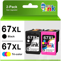 67XL 67 Ink Cartridges for HP Printer Ink 67 XL 67XL for DeskJet 2700 2700e 2755e 2755 4155e 4155 Envy 6055e 6455e 6400 6055 6075 Envy Pro 6452 6458 6475 (Black, Tri-Color) EasyOptionXY LLC
