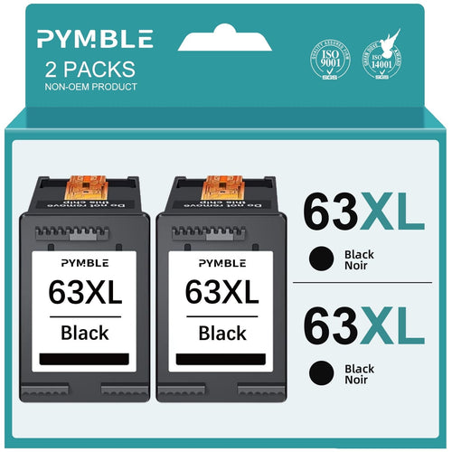 63 Ink Cartridges for HP 63XL Black Ink Cartridges Printer Ink HP 63 work with HP Officejet 3830 4650 5255 5200 5258 Envy 4520 4655 4512 Ink Printer (2 Black) EasyOptionXY LLC