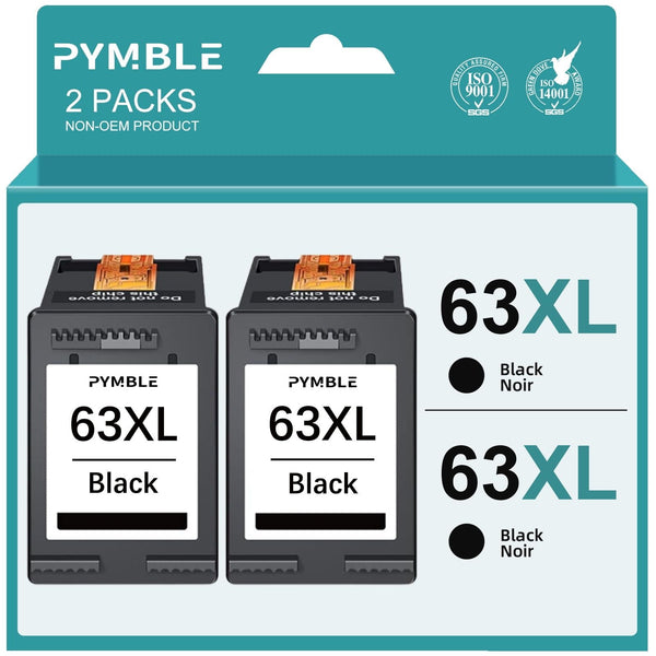 63 Ink Cartridges for HP 63XL Black Ink Cartridges Printer Ink HP 63 work with HP Officejet 3830 4650 5255 5200 5258 Envy 4520 4655 4512 Ink Printer (2 Black) EasyOptionXY LLC